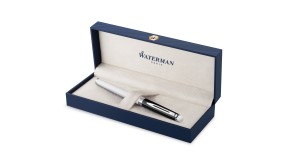 Stylo plume Waterman Hémisphère en métal laqué noir et blanc