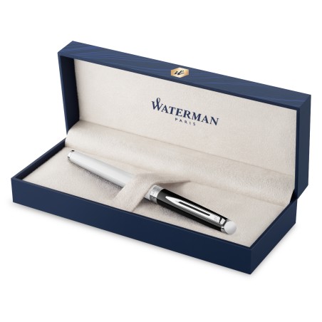 Stylo plume Waterman Hémisphère en métal laqué noir et blanc