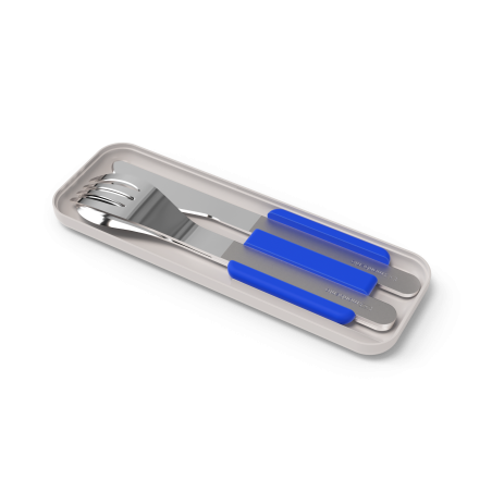 Set de couverts nomades support bleu, noir, jaune ou Rose