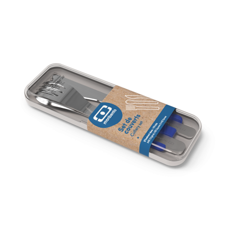 Set de couverts nomades support bleu, noir, jaune ou Rose