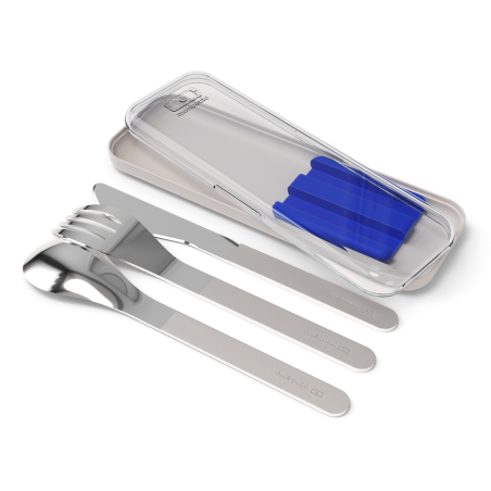 Set de couverts nomades support bleu, noir, jaune ou Rose