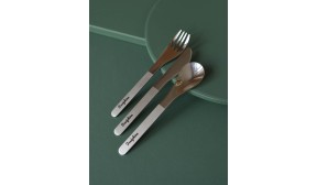 Set de couverts nomades étui textile noir, rose ou vert