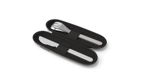 Set de couverts nomades étui textile noir, rose ou vert