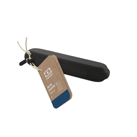 Set de couverts nomades étui textile noir, rose ou vert