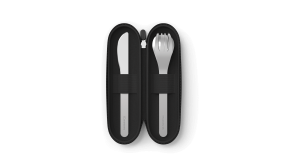 Set de couverts nomades étui textile noir, rose ou vert