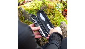 Set de couverts nomades étui textile noir, rose ou vert