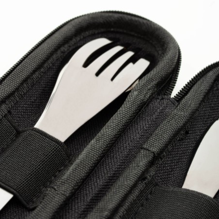 Set de couverts nomades étui textile noir, rose ou vert