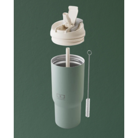 Mug isotherme L avec paille vert
