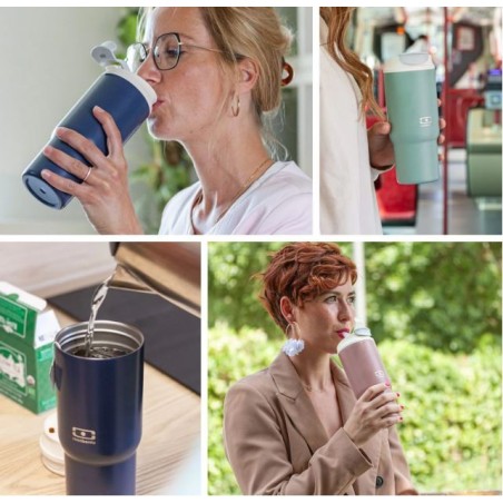 Mug isotherme L avec paille vert