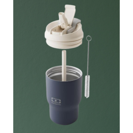 Mug isotherme S avec paille bleu