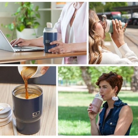 Mug isotherme S avec paille bleu