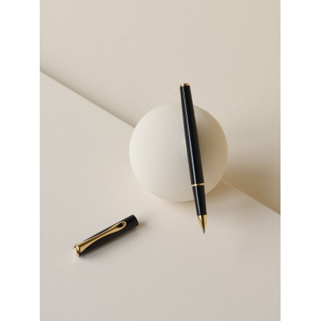 Stylo roller Diplomat Traveller noir laqué doré